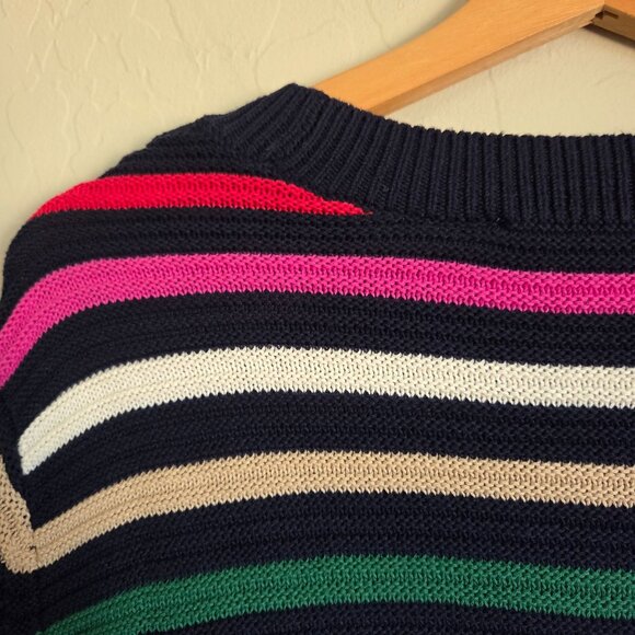LOFT Multi Rainbow Striped Textured Stitch Sweater Knit Pullover Size Women's XL - Picture 8 of 11
